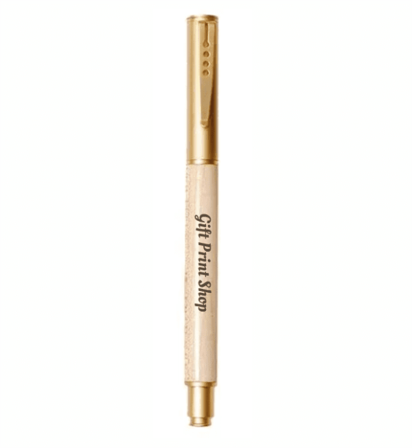 Cream Gold Wooden Roller Ball Pen