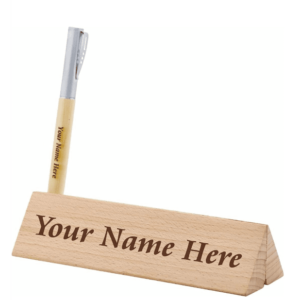 Wooden Desk Name Plate With Pen